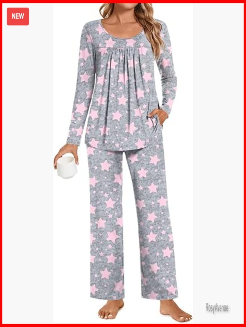 Cozy Long Sleeve Pajama Set with Pockets Sleepwear Lounge Set